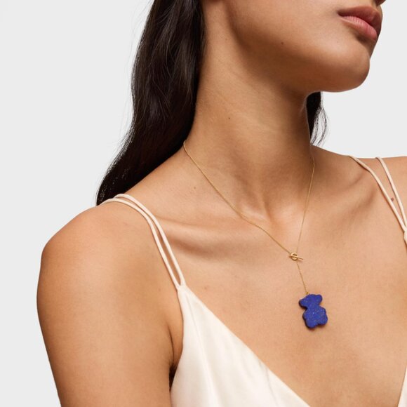 Tous Short Gold Bear Necklace with Lapis Lazuli 1950 - Picture 4 of 4